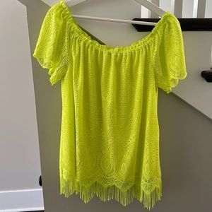 Lilly Pulitzer - Neon Yellow lace fringe shirt - Xl